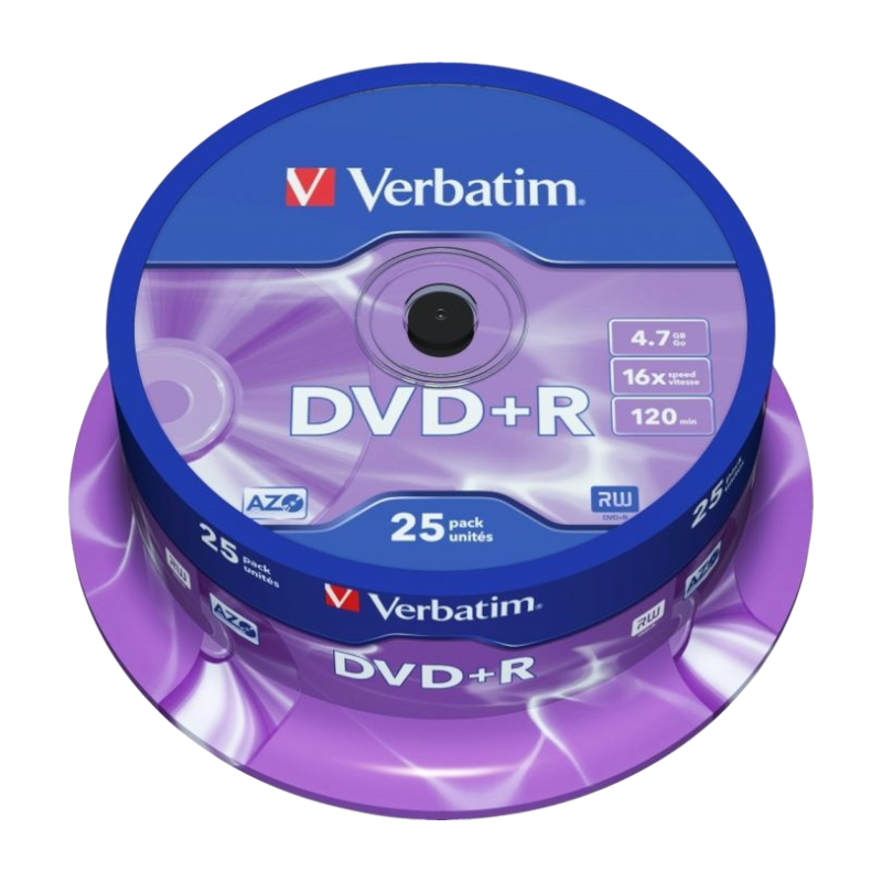 Оптичні диски Verbatim DVD+R 4.7Gb 16x Slim Case 25шт Silver (43500)